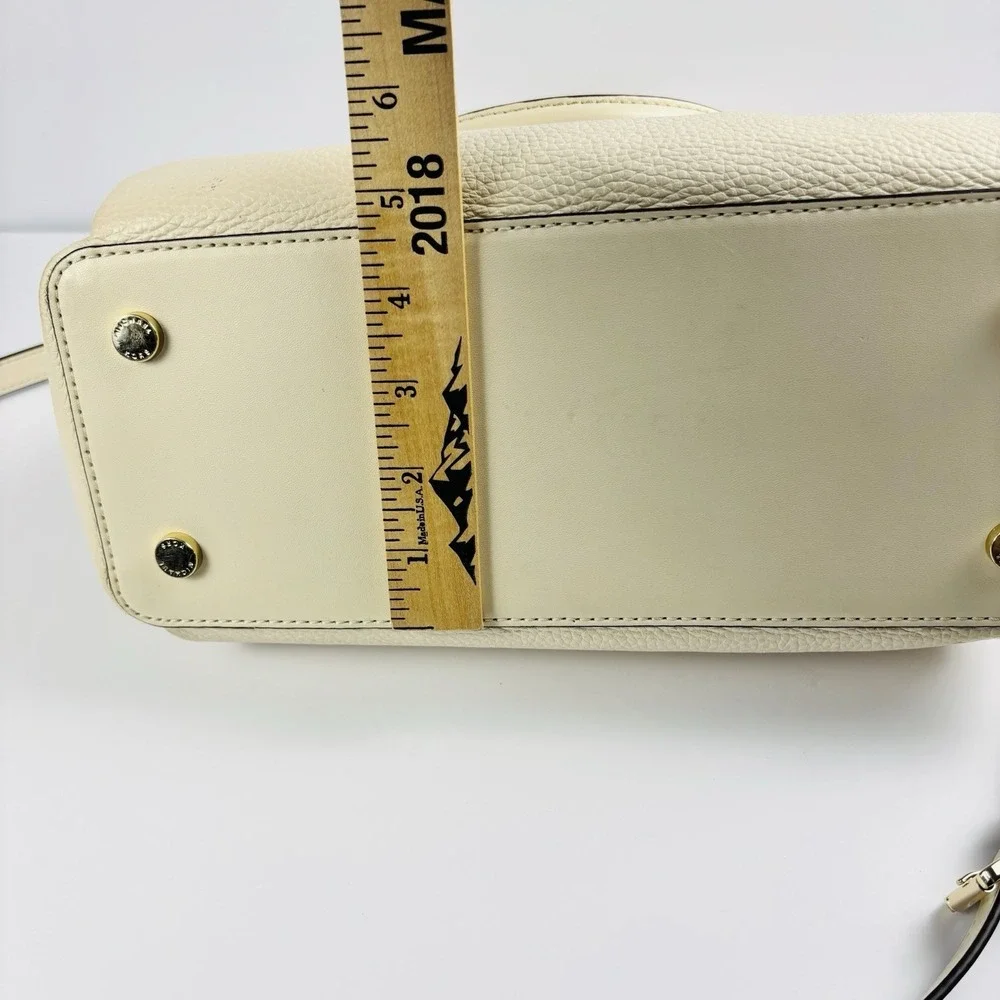 Michael Kors Sienna‎ Medium Pebbled Leather Satchel Bag Purse Soft White Chic